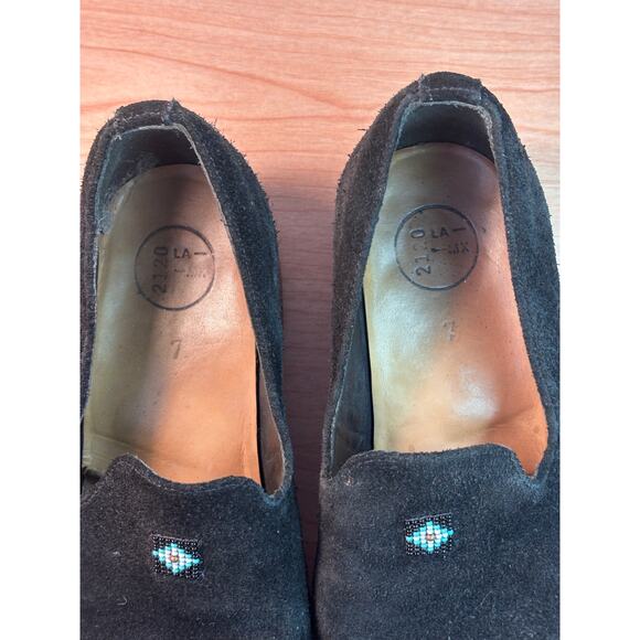 2120 LA-MX Black Nubuck Loafers Beaded Southwest Diamond Detail Women's Size 7 - Picture 2 of 10